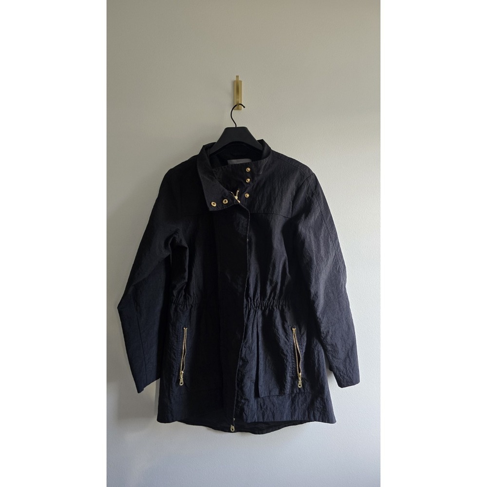 Tart Collection Black Utility Jacket Gold Zip Pockets Lightweight Women's Coat L